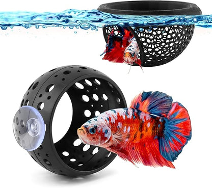 2pcs Floating Bettas Hide & Shrimp Cave Fhiny Bettas Tunnel Aquarium Fish Hideout Shrimp Cave Aquarium Decor for Small Fish(Color:Black)