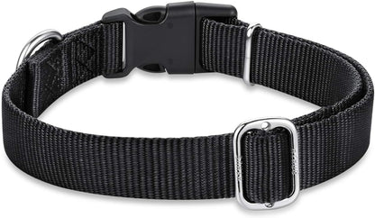 Hyhug Dog Collar for Large Dogs, Heavy Duty Black| Quick Release Nylon Buckle Collar, Adjustable & Durable Pet Supplies for Boy & Girl Dogs (Large, Black)