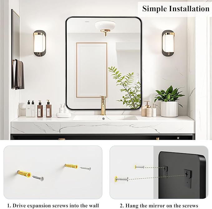 Fabuday Black Bathroom Vanity Mirror