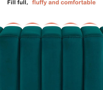 MCombo Waiting Room Benches, Guest Reception Lobby Chairs for Salon, Velvet Upholstered Ottoman for Bedroom Entryway 4698 (Green)