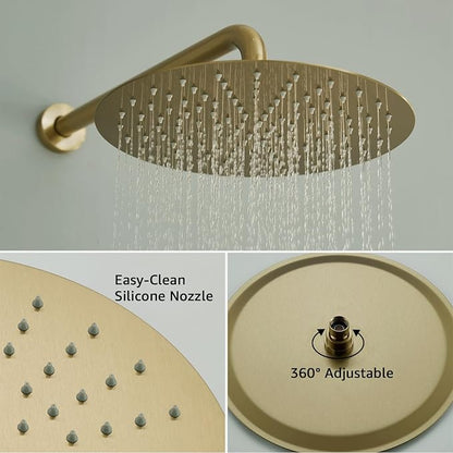 Iriber Brushed Gold Shower System Wall Mounted Shower Faucet Mixer Set