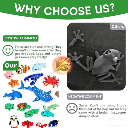 30 Pcs Mini Random 3D Printed Animal Statues Figurines Set Movable Joints Surprise 3D Printed Animals Cute Desk Decor Party Favors for Adults Home Office Desk Decoration Display