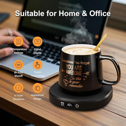 Coffee Mug Warmer & You are Awesome Mug Set, Electric Cup Warmer