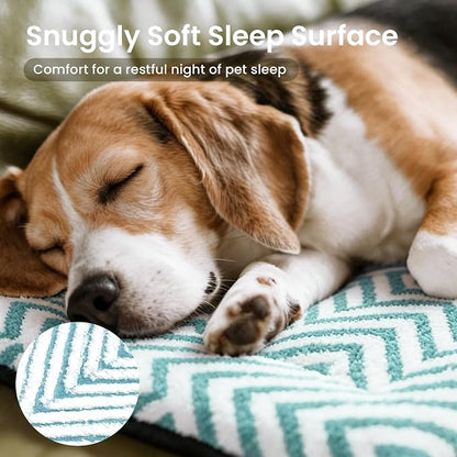 Mora Pets Cat Bed for Indoor Cats & Small Dogs Washable Flat Cat Bed Mat Soft Fluffy Dog Crate Kennel Carrier Pad with Anti-Slip Bottom for Pet Cage Travel Sleeping Chevron Blue 22 x 13