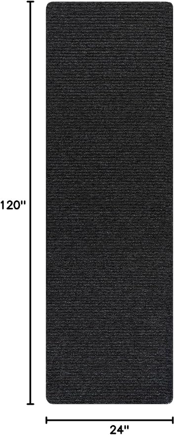 Non Slip Dark Gray Solid Rubber Back Thing Runner Rugs for Living Room 2x10 for Kitchen, Rug for Bedroom and Hallway, Stain Resistant Easy Cleaning Non Shedding Carpet Dark Gray 2 x 10