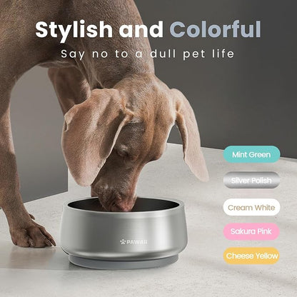 Pawaii Dog Bowl,34 oz Stainless Steel Food and Water Bowl,ID Tag,1 Pack | Double-Wall Design,Non-Slip Rubber Base,Dishwasher Safe,Smooth Open Design, Not a Slow Feeder,Easy-Rinse Interior
