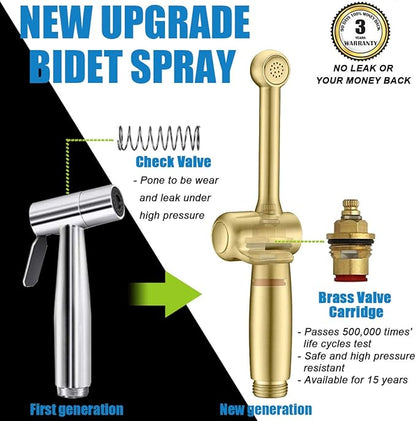 Handheld Bidet Toilet Sprayer, Brass Hand Held Bidet Attachment Cloth Diaper