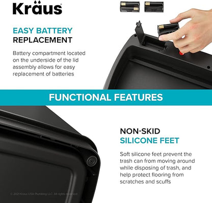 Kraus GarbagePro Rectangular 13 Gallon Hands-Free Motion Sensor Trash Can