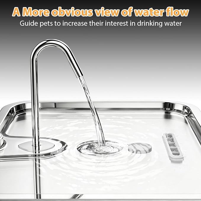 Dog Water Fountion for Large Dogs,18L/4.76 Gal Stainless Steel Automatic Pet Water Dispenser,Ultra Quiet Dog Fountain Water Bowl with Water Level Window & LED Light, Include 1Set Filter