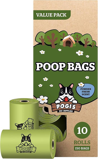 Pogi’s Dog Poop Bags – Leak-Proof & Extra Thick Pet Waste Bags (Fresh Scent, 10 Rolls, 150-Count)