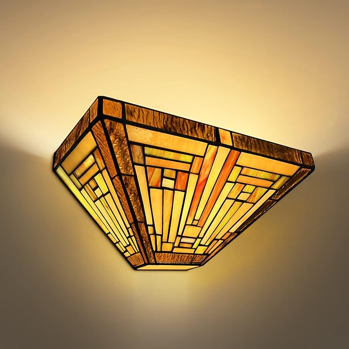 Capulina Amber Brown Series Tiffany Torchiere Floor Lamp Wall Sconces Decor for Living Room Bedroom Study Room