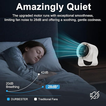 DURBESTER Small Desk Fan, 28dB Ultra-Quiet Desktop Air Circulator