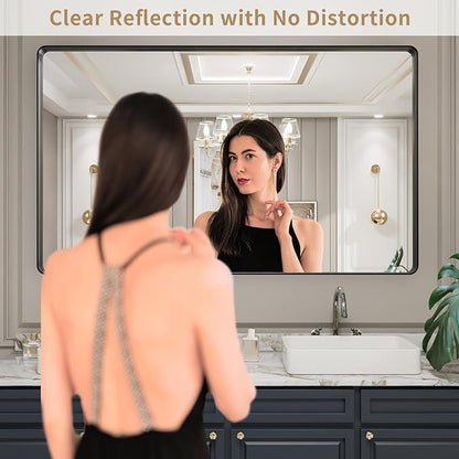 LOAAO Black Metal Framed Bathroom Mirror