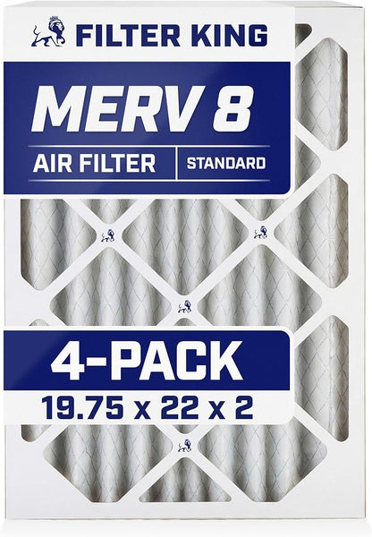 Filter King 19.75x22x2 Air Filter | 4-PACK | MERV 8 HVAC Pleated A/C Furnace