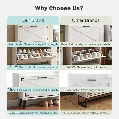 Shoe Storage Cabinet, Farmhouse Shoe Organizer