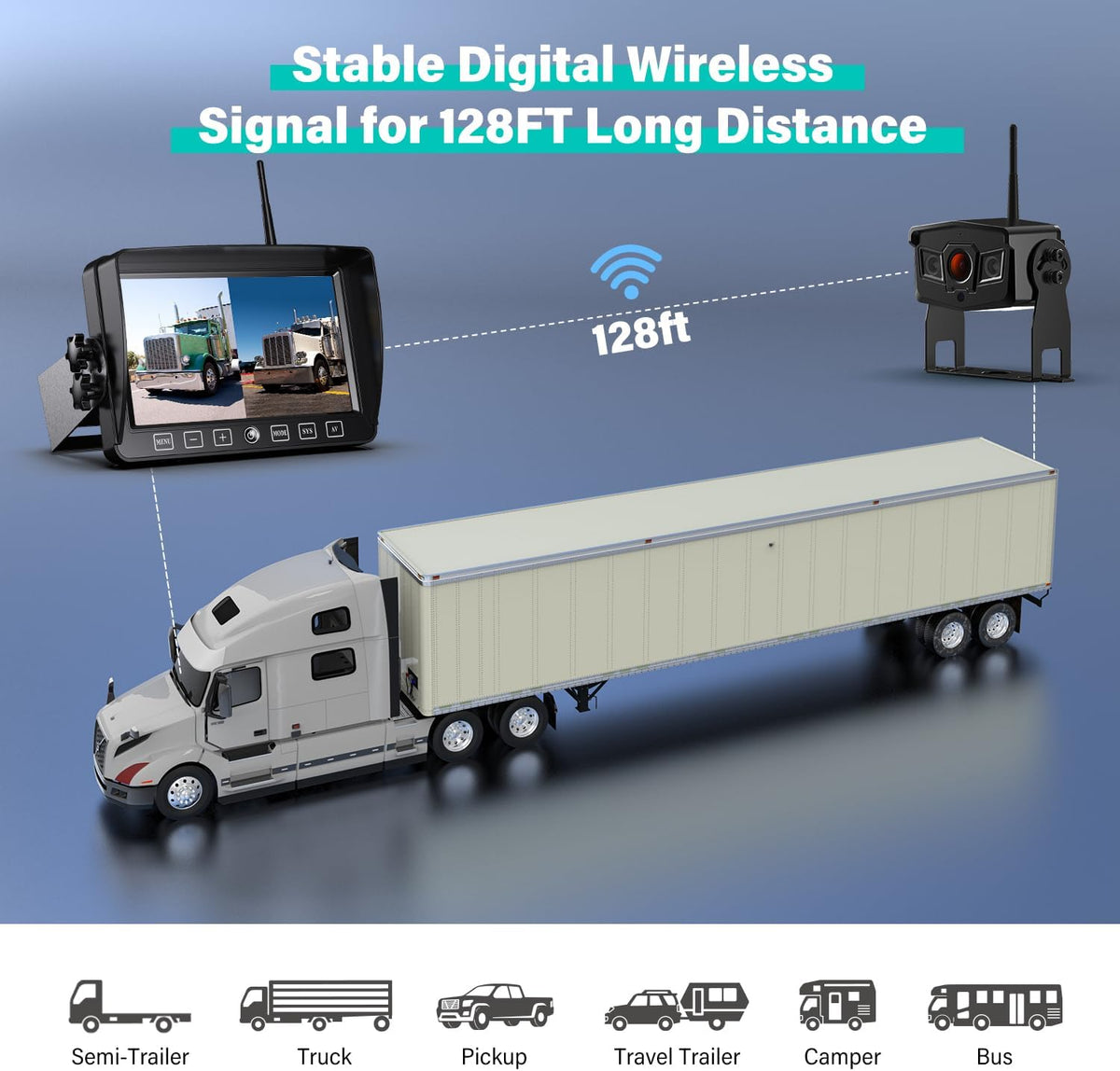 Wireless Backup Camera, 9 Inch HD 1080P Loop Recording Monitor with 2 Rear View Camera System for Cars, Trucks, RV, Trailers, IP69K Waterproof 152° View Camera, Stable Wireless Signal (W902)