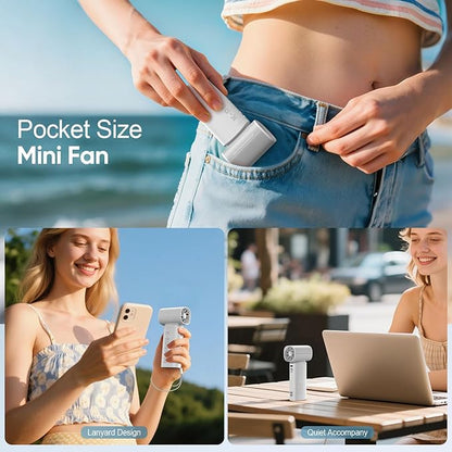 K-RUNMAN Portable Handheld Turbo Fan, 5 Gear Wind, Battery Operated, LED Display