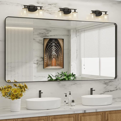 LOAAO Black Metal Framed Bathroom Mirror