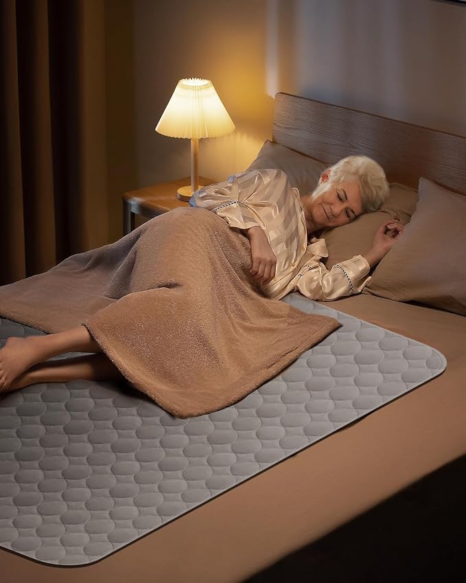 Washable Bed Pads 36" x 72" - 2 Pack, Grey, Waterproof Bed Pads for Incontinence, Bed Wetting Pads for Bed, Sofa, Floor, Resuable Underpads for Adults, Seniors, Pet