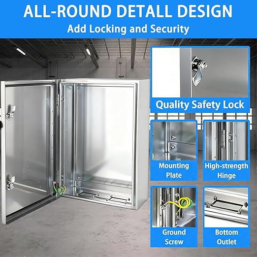 Electrical Enclosure 24x24x12, 304 Stainless Steel Enclosure IP66 Waterproof