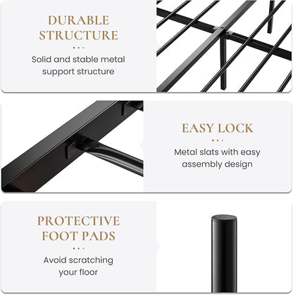 SHA CERLIN 14 Inch King Size Metal Bed Frame with Iron-Art Headboard and Footboard,Under Bed Storage Space,Platform Bed with Metal Slats Support,Easy Assembly,Noise Free,No Box Spring Needed,Black