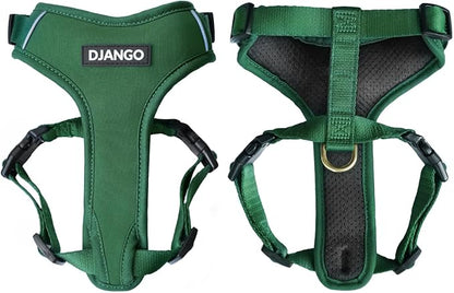 Adventure Dog Harness - Stylish and Durable Large Dog Harness for Outdoor Adventures and Everyday Wear - Forest Green Neoprene Adjustable Harness for Dogs with Reflective Piping & Brass D-Ring