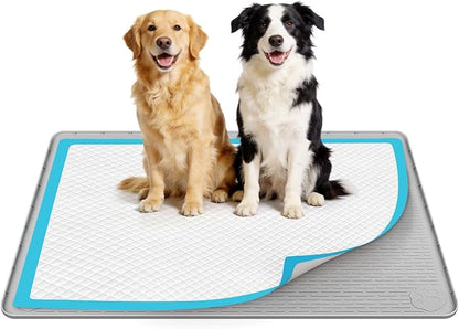 50" x35" Pee Pad Holder for Dog Puppy Pad Holder Gray | Large Silicone Pee Tray for Dog Training Floor Protection Raised Edge Dog Potty Tray, No Pee Pads(