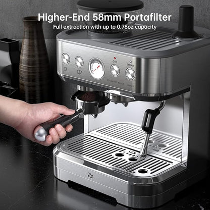 IDEALHOUSE Espresso Machine 3-in-1, Built-in Grinder and Milk Frother,