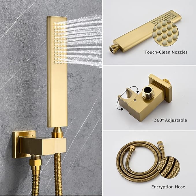 Iriber Brushed Gold Rain Shower System