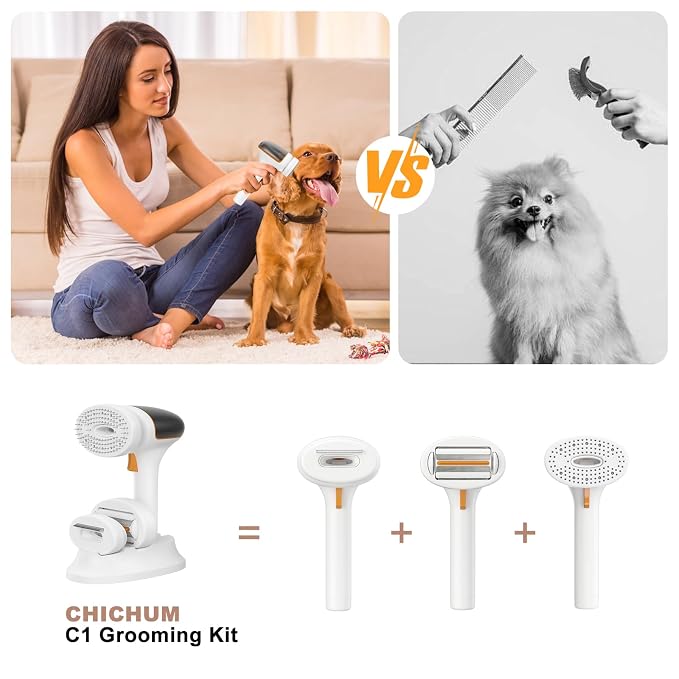 3-in-1 Dog Grooming Vacuum, Pet Grooming Vacuum Dog deshedding Vacuum Brush Grooming Tool for Dogs & Cats, Shedding Pet Hair, Home Cleaning
