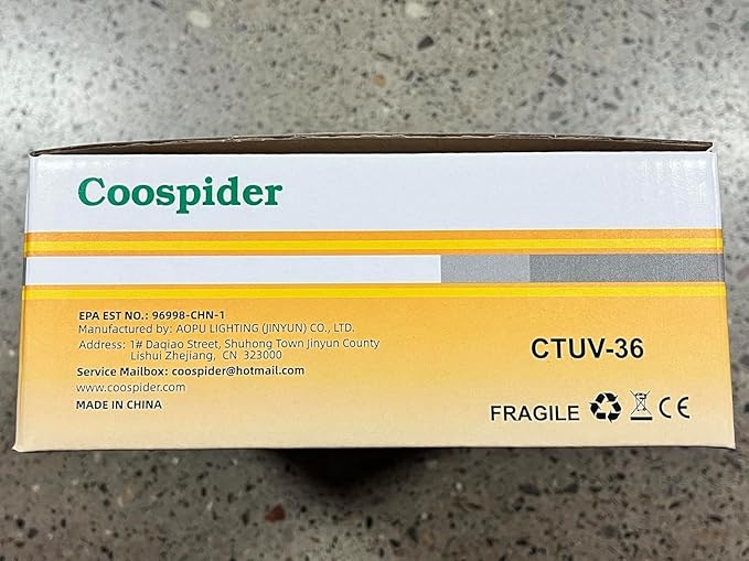 COOSPIDER UV 36Watts UV Sanitizer Lamp 2pack 72w