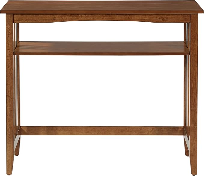 OSP Home Furnishings Sierra 36-Inch Sofa Table with Lower Storage Shelf and Mission Style Side Panels, Ash Brown