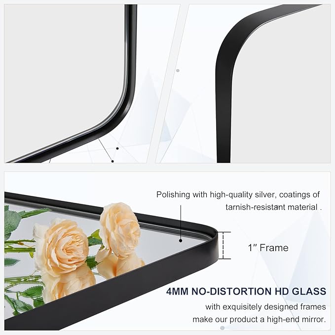 ANDY STAR 22" x 60" Full Length Wall Mirror, Large Black Mirror