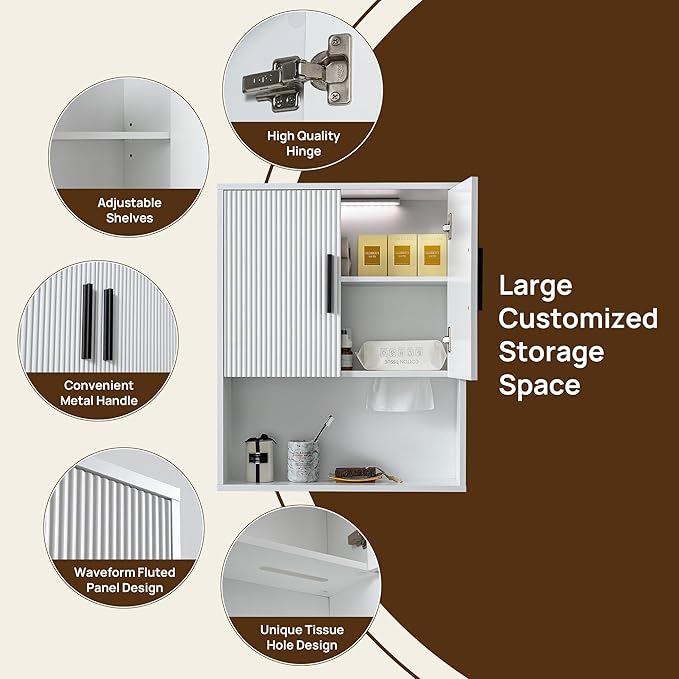 Modern Fluted Bathroom Wall Cabinet