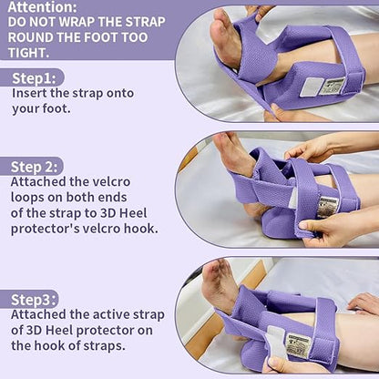 Ehucon Add-on Secure Strap Prevent 3D Heel Protector from Shifting or Falling Off,Relieve Pressure Ulcer Pain-Sold as 2 Count-Purple（NOT INCLUTE 3D Heel Protector）