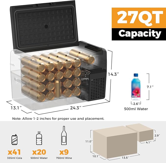 Setpower RF25 12V Refrigerator 27 Quart Portable Electric Cooler