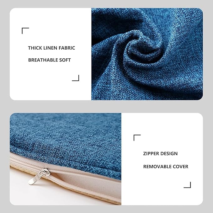 Chair Pads with Ties 18x17, Memory Foam Kitchen Chair Cushions with Ties 18 Inch, Non Slip Chair Pads for Dining Chairs Set of 2 4 6, Seat Cushions Covers Washable and Removable with Zipper,D,1