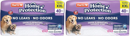 Hartz Home Protection Super Absorbent Odor Eliminating Lavender Scented No Leak Dog Pads, XXL 40 Count (Pack of 2)