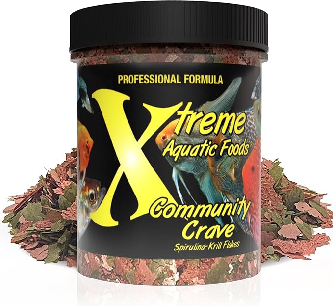Xtreme Community Crave Flake - Krill & Spirulina Blend for Vibrant Colors, Immune Support and Digestive Health, Tropical & Freshwater Fish Nutrition – Premium Community Aquarium Food (2oz)