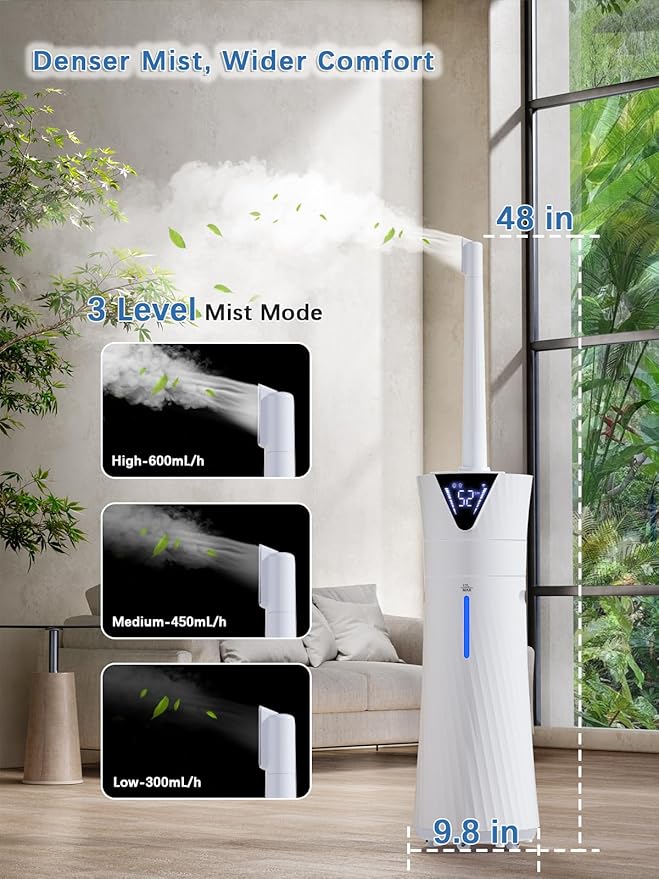MONISEN 17L/4.5Gal Humidifier Large Room, Smart Quiet Ultrasonic Cool Mist
