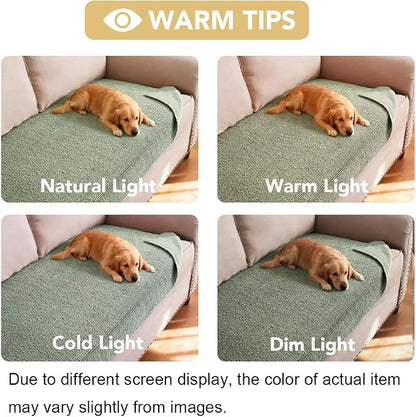H.VERSAILTEX Non Slip Pet Couch Cover Chenille Dog Bed Protector Thick Soft Sofa Slipcover Pet Friendly Washable Couch Cushion Covers for Pets (68" x 82", Sea Foam)
