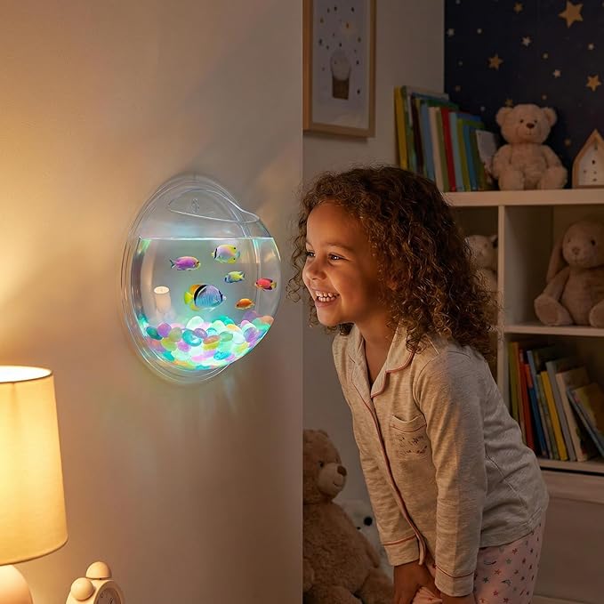 iplusmile Wall Mounted Fish Bowl - 9 Inch Round Acrylic Betta Fish Tank, Hanging Bubble Vase for Plant Propagation & Home Office Wall Decorations
