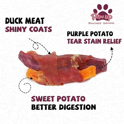 PAWUP Duck & Sweet Potato Dog Treats, High Fiber Pet Treats for Medium Dogs, Healthy Chews Snacks, High in Protein, 12.5 oz