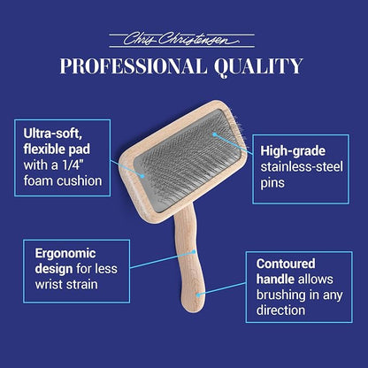 Chris Christensen Mark III Slicker Brush for Dogs, 12mm Pins, Groom Like a Pro, Handcrafted Lightweight Beechwood Ergonomic Handle, Stainless Steel Pins, A5III Medium. Made in Germany.