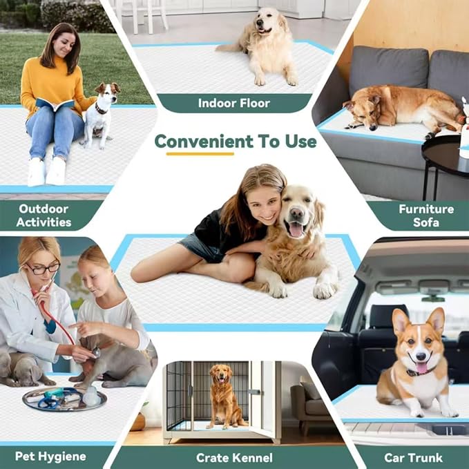 10 Count Dog Cat Puppy Pee Pads,24"x36" Super Absorbent Puppy Pads Leakproof Quick-Dry Disposable Pet Pads for Puppies, Dogs Cats Indoor, Outdoor, Housebreaking Use