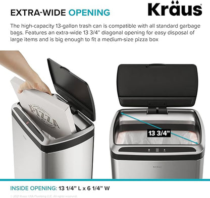 Kraus GarbagePro Rectangular 13 Gallon Hands-Free Motion Sensor Trash Can