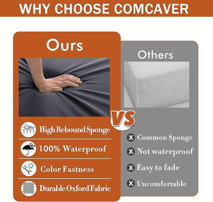 4 Pack Outdoor Chair Cushions 19 x 19 Inch Waterproof Patio Chair Cushions with Tie 5 Year Color Fastness Thick Outdoor Seat Cushion for Garden Lawn Patio Furniture Dark Grey