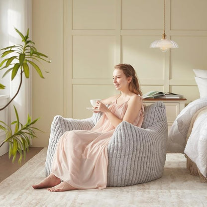 Achicsofar Giant Bean Bag Chairs for Adults Teens, Large Bean Bag Sofa Chairs with Filling Comfy Fuzzy BeanBag Chair with Armrests for Bedroom Living Room Reading