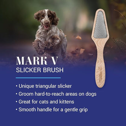 Chris Christensen Mark V Triangle Slicker Brush for Dogs, 12mm Pins, Groom Like a Pro, Handcrafted Lightweight Beechwood Ergonomic Handle, Stainless Steel Pins, A5V. Made in Germany.