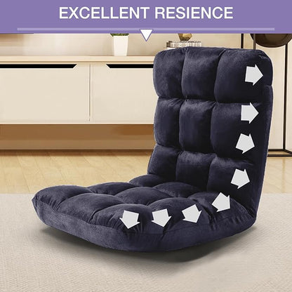 FLOGUOR Indoor 5-Position Adjustable Floor Chair with Back Support Folding Padded Gaming Sofa Chair, Lounge Chair for Adults Video Gaming, Perfect for Meditation, Reading QL050-BK